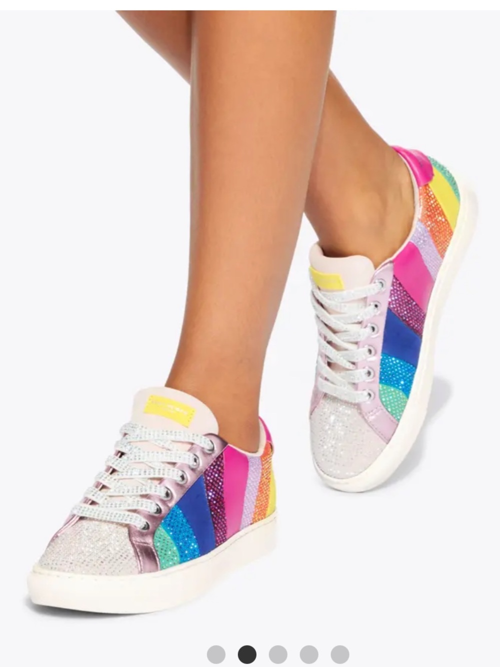 NWT Kurt Geiger Lane Wave Rainbow Crystal Embellished Low-Top Sneaker size 10